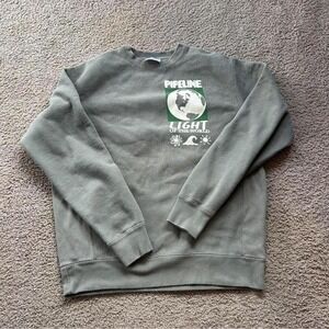 Heavy green and white Pipeline Light of the World crewneck sweatshirt